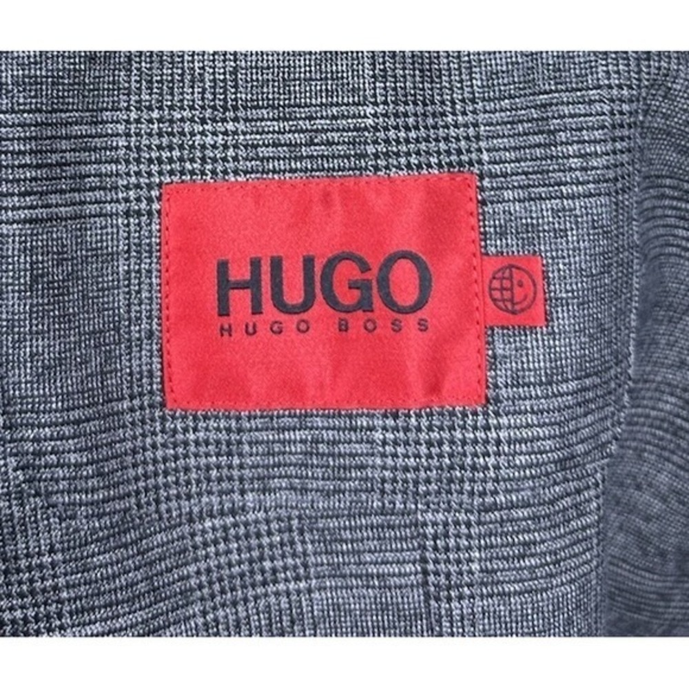Hugo Boss Current Gray Black Checked Polyester‎ Blend Unstructured Blazer 46R - Picture 8 of 9